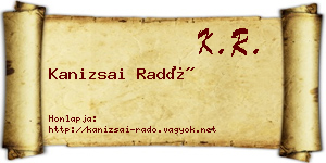 Kanizsai Radó névjegykártya